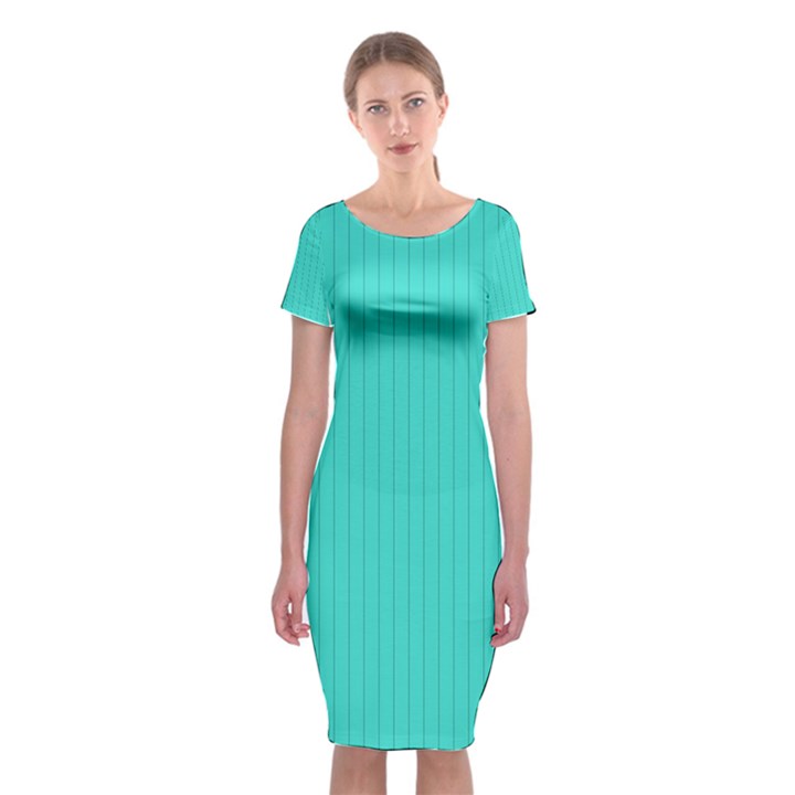 Turquoise - Classic Short Sleeve Midi Dress