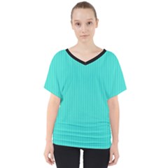 Turquoise - V-neck Dolman Drape Top by FashionLane