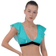 Turquoise - Plunge Frill Sleeve Bikini Top by FashionLane