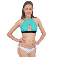 Turquoise - Cross Front Halter Bikini Top by FashionLane