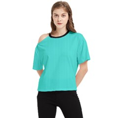 Turquoise - One Shoulder Cut Out Tee by FashionLane