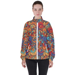 Mandala Pattern 5 Women s High Neck Windbreaker by designsbymallika