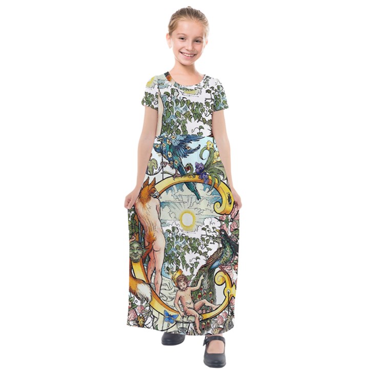 The Illustrated Alphabet - C - by LaRenard Kids  Short Sleeve Maxi Dress