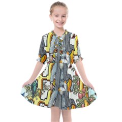 The Illustrated Alphabet - N - By Larenard Kids  All Frills Chiffon Dress by LaRenard