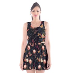 Seamless Garden Pattern Scoop Neck Skater Dress by designsbymallika