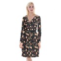 Seamless Garden Pattern Long Sleeve Velvet Front Wrap Dress View1