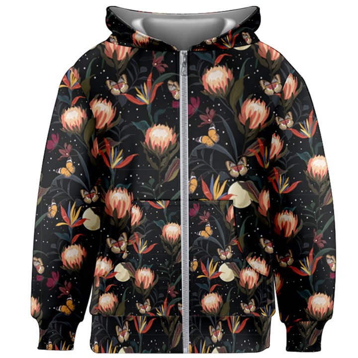 Seamless Garden Pattern Kids  Zipper Hoodie Without Drawstring