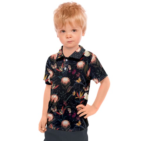 Seamless Garden Pattern Kids  Polo Tee by designsbymallika