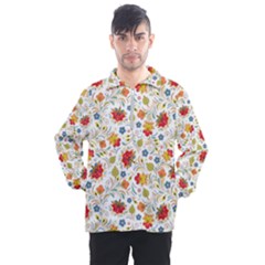 Red Yellow Flower Pattern Men s Half Zip Pullover by designsbymallika