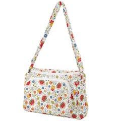 Red Yellow Flower Pattern Front Pocket Crossbody Bag