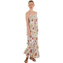 Red Yellow Flower Pattern Cami Maxi Ruffle Chiffon Dress View1