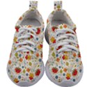 Red Yellow Flower Pattern Kids Athletic Shoes View1