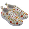 Red Yellow Flower Pattern Kids Athletic Shoes View3