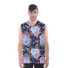 Rose Flower Pattern Men s Basketball Tank Top by designsbymallika