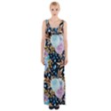 Rose Flower Pattern Thigh Split Maxi Dress View1