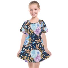 Rose Flower Pattern Kids  Smock Dress by designsbymallika