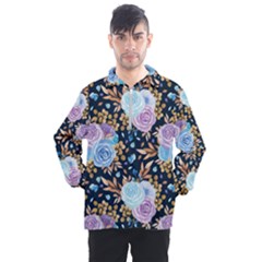 Rose Flower Pattern Men s Half Zip Pullover by designsbymallika