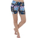 Rose Flower Pattern Lightweight Velour Yoga Shorts View1