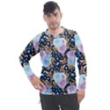 Rose Flower Pattern Men s Pique Long Sleeve Tee View1