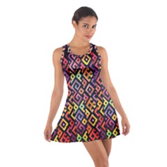 Square Pattern 2 Cotton Racerback Dress by designsbymallika