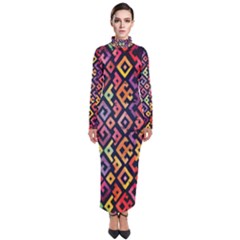 Square Pattern 2 Turtleneck Maxi Dress by designsbymallika