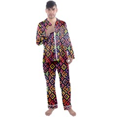 Square Pattern 2 Men s Long Sleeve Satin Pyjamas Set by designsbymallika