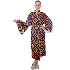 Square Pattern 2 Maxi Velour Kimono by designsbymallika