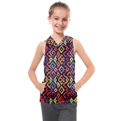 Square Pattern 2 Kids  Sleeveless Hoodie by designsbymallika