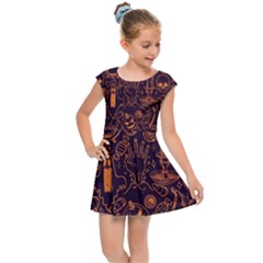 Halloween Pattern 5 Kids  Cap Sleeve Dress by designsbymallika