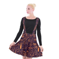 Halloween Pattern 5 Suspender Skater Skirt by designsbymallika