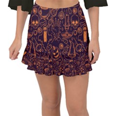 Halloween Pattern 5 Fishtail Mini Chiffon Skirt by designsbymallika