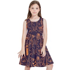 Halloween Pattern 5 Kids  Skater Dress by designsbymallika