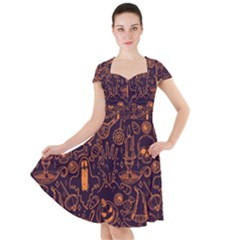 Halloween Pattern 5 Cap Sleeve Midi Dress by designsbymallika