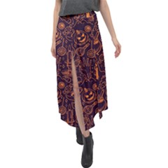 Halloween Pattern 5 Velour Split Maxi Skirt by designsbymallika