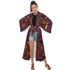 Halloween Pattern 5 Maxi Kimono by designsbymallika