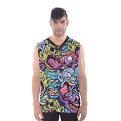 Halloween Love Chains Pattern Men s Basketball Tank Top by designsbymallika