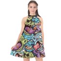 Halloween Love Chains Pattern Halter Neckline Chiffon Dress  View1