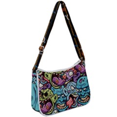 Halloween Love Chains Pattern Zip Up Shoulder Bag by designsbymallika