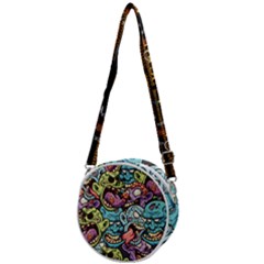 Halloween Love Chains Pattern Crossbody Circle Bag by designsbymallika