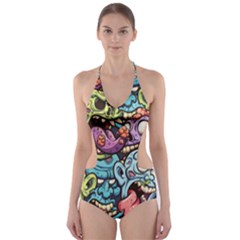 Halloween Love Cut-out One Piece Swimsuit by designsbymallika