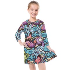 Halloween Love Kids  Quarter Sleeve Shirt Dress by designsbymallika