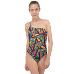 Aabstract Art Classic One Shoulder Swimsuit by designsbymallika