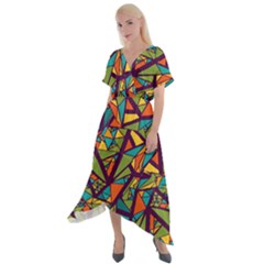 Aabstract Art Cross Front Sharkbite Hem Maxi Dress by designsbymallika