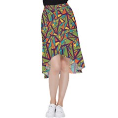 Aabstract Art Frill Hi Low Chiffon Skirt by designsbymallika