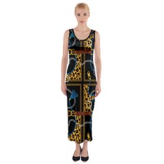 Chains Pattern Fitted Maxi Dress