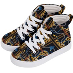 Chains Pattern Kids  Hi-top Skate Sneakers by designsbymallika