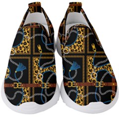 Chains Pattern Kids  Slip On Sneakers by designsbymallika