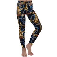 Chains Pattern Kids  Lightweight Velour Classic Yoga Leggings by designsbymallika