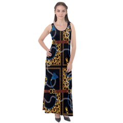 Chains Pattern Sleeveless Velour Maxi Dress by designsbymallika