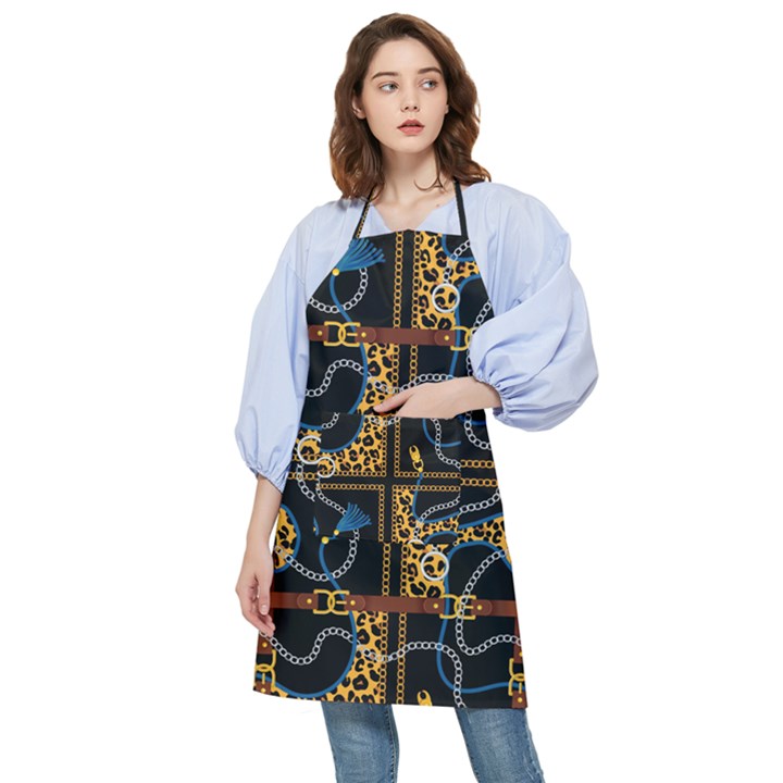 Chains Pattern Pocket Apron